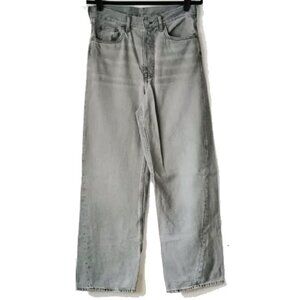 COS Cotton High Rise Baggy Wide Leg Jeans 25 Whiskered Gray